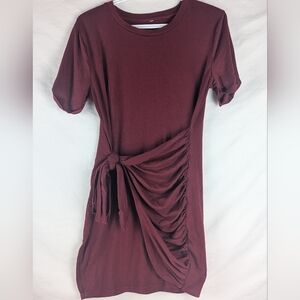 (3FOR$20/SALE) Burgundy Ruched T-Shirt Dress